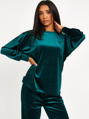 Velor Holgado Top y pantalón de pierna ancha Coordina