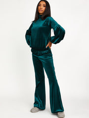 Velour Balloon Sleeve Top & Flare Trouser Co-ord