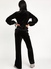 Velour Balloon Sleeve Top & Flare Trouser Co-ord
