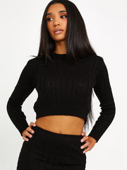 Cable Knit Crop Top & Maxi Skirt Co-ord