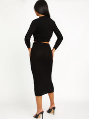 Cable Knit Crop Top & Maxi Skirt Co-ord