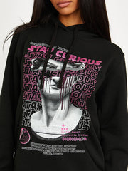 Blijf nieuwsgierige grafische print hoodie