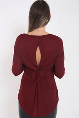 Twist Back High Low Melange Top