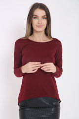 Twist Back High Low Melange Top