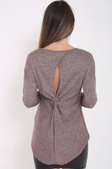 Twist Back High Low Melange Top