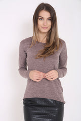 Twist Back High Low Melange Top