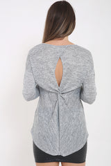 Twist Back High Low Melange Top