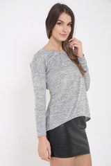 Twist Back High Low Melange Top