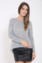 Twist Back High Low Melange Top