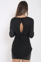 Twist Back High Low Melange Top