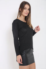 Twist Back High Low Melange Top