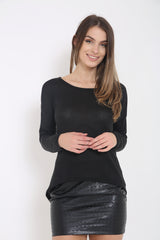 Twist Back High Low Melange Top