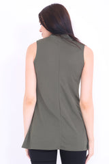 Choker Neck Long Crepe Top