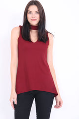 Choker Neck Long Crepe Top