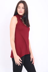 Choker Neck Long Crepe Top
