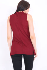 Choker Neck Long Crepe Top