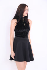 Crushed Velour Zipper Bodysuit