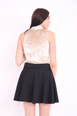 Crushed Velour Zipper Bodysuit