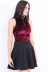 Crushed Velour Zipper Bodysuit