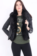 Abnehmbare Kunstpelz -PU -Bikerjacke abnehmbar