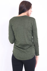 Melange brei 67 print top met lange mouwen