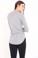 Melange brei 67 print top met lange mouwen