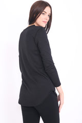 Melange brei 67 print top met lange mouwen