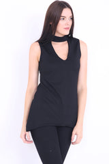 Choker Neck Long Crepe Top