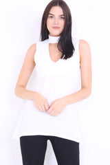 Choker Neck Long Crepe Top