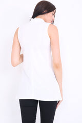 Choker Neck Long Crepe Top