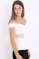 Insertar malla Bardot Peplum Top