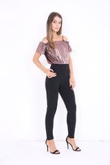 Off The Shoulder Metallic Cami Jumpsuit