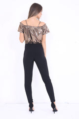 Off The Shoulder Metallic Cami Jumpsuit