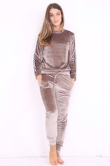 Stripe Panel Velour Loungewear Two Piece Coordinate Suit