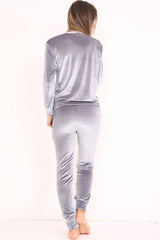 Stripe Panel Velour Loungewear Two Piece Coordinate Suit