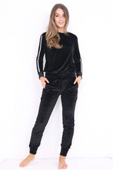 Stripe Panel Velour Loungewear Two Piece Coordinate Suit