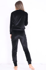 Stripe Panel Velour Loungewear Two Piece Coordinate Suit