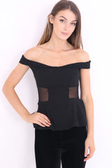Insertar malla Bardot Peplum Top