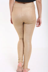 High Waist Ribbed Metallic Legging