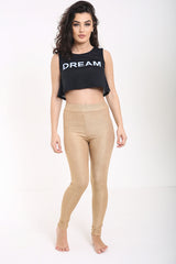 High Waist Ribbed Metallic Legging