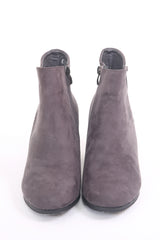 Buckle Detail Faux Suede Heeled Ankle Boots