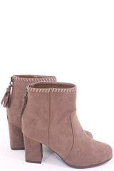 Faux Suede Tasseled Zip Ankle Boots