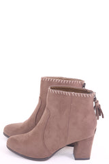 Faux Suede Tasseled Zip Ankle Boots