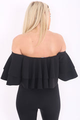 Double Frill Cropped Bardot Top