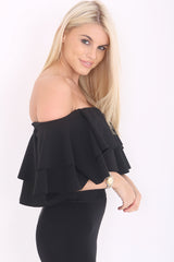 Double Frill Cropped Bardot Top