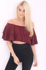 Double Frill Cropped Bardot Top
