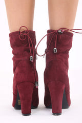 Faux Suede High Heeled Ankle Boots