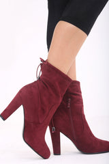 Faux Suede High Heeled Ankle Boots