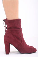 Faux Suede High Heeled Ankle Boots