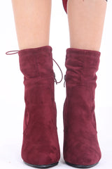 Faux Suede High Heeled Ankle Boots